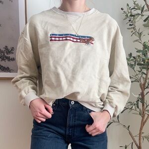 90’s American Vintage Combed Cotton Cream Crewneck Sweater USA Unisex L